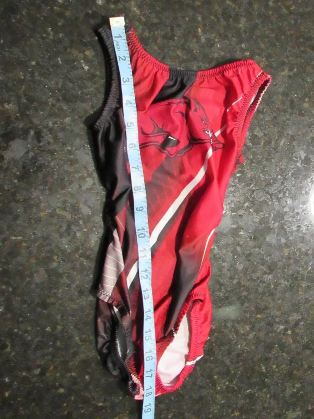 University of Arkansas Razorbacks Youth Red Black White Gymnastic Foxy's Leotard